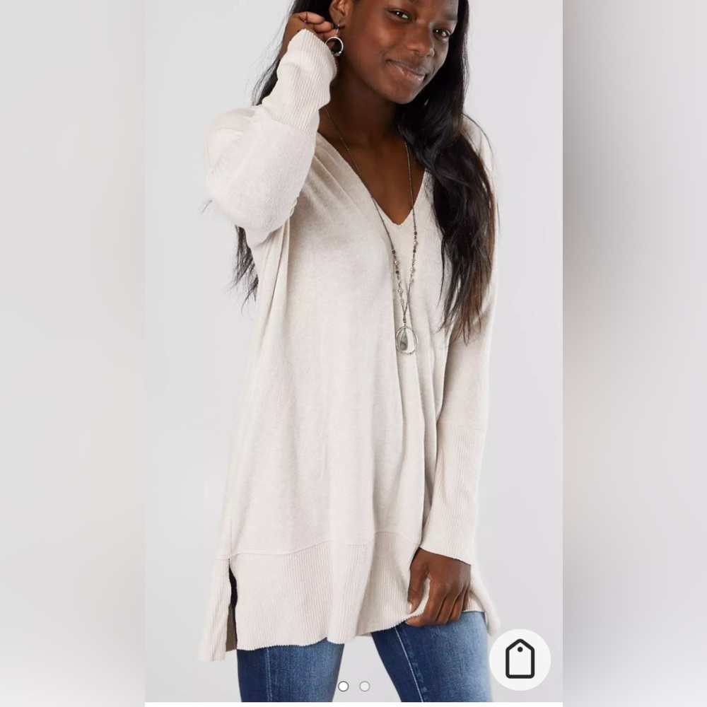 BKE Crisscross Back Sweater in Cream